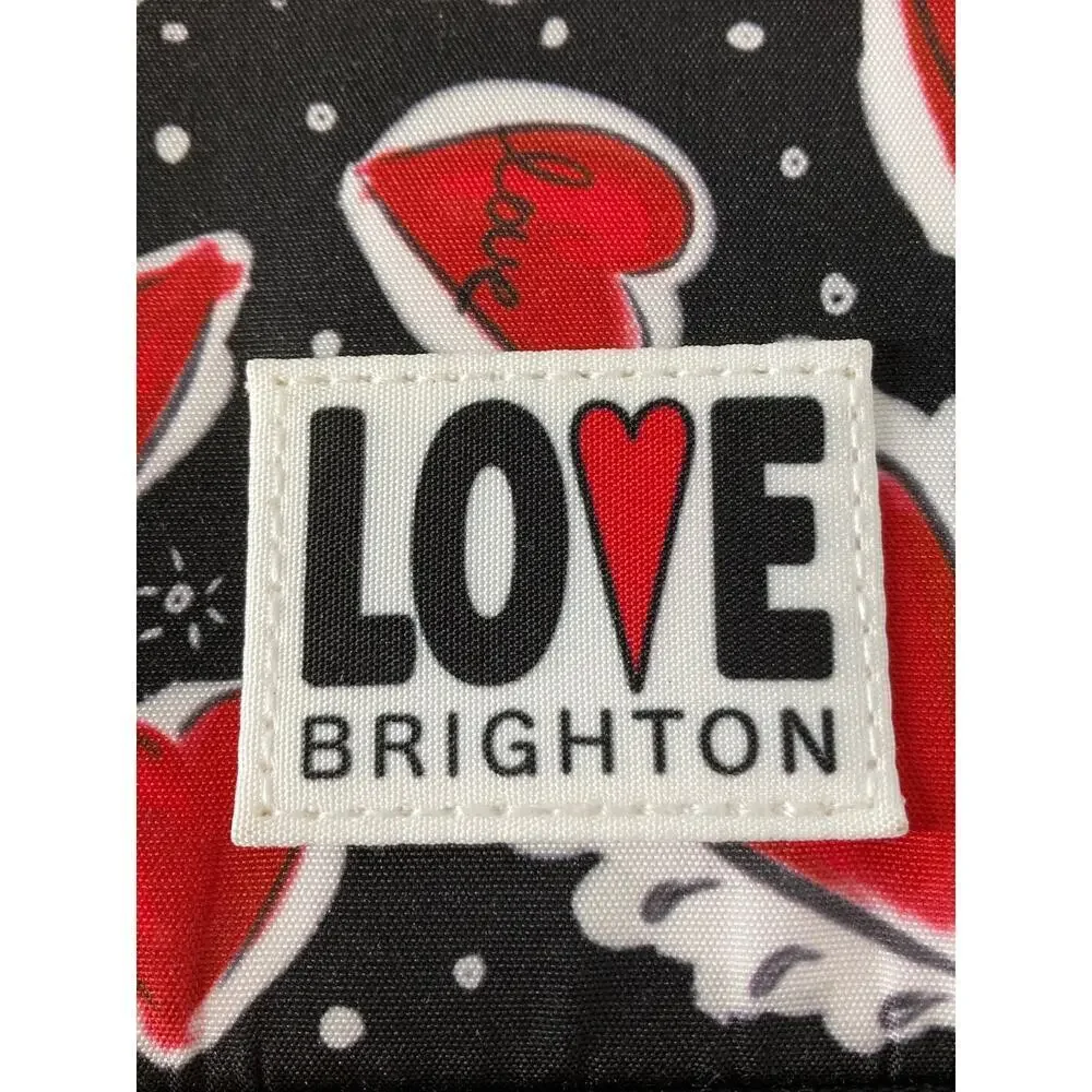 BRIGHTON NWT BLACK RED CANVAS HEART PRINT TRAVEL JEWLERY BOX